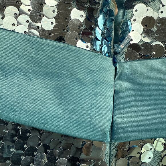 Scala Sequin Dress Blue Strapless Prom Formal Cocktail Fully Sequinned Size 6 - Picture 10 of 11